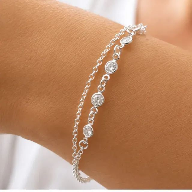 pulseira feminina dupla com perola de luxo e delicada  - Foto 2
