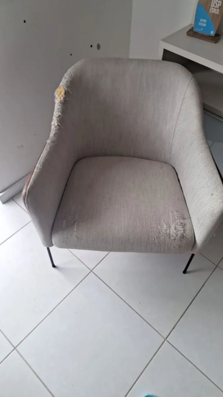 Poltrona de tecido e courino - Foto 5