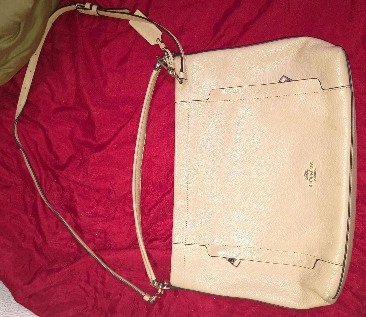 bolsa coach scout hobo couro bege