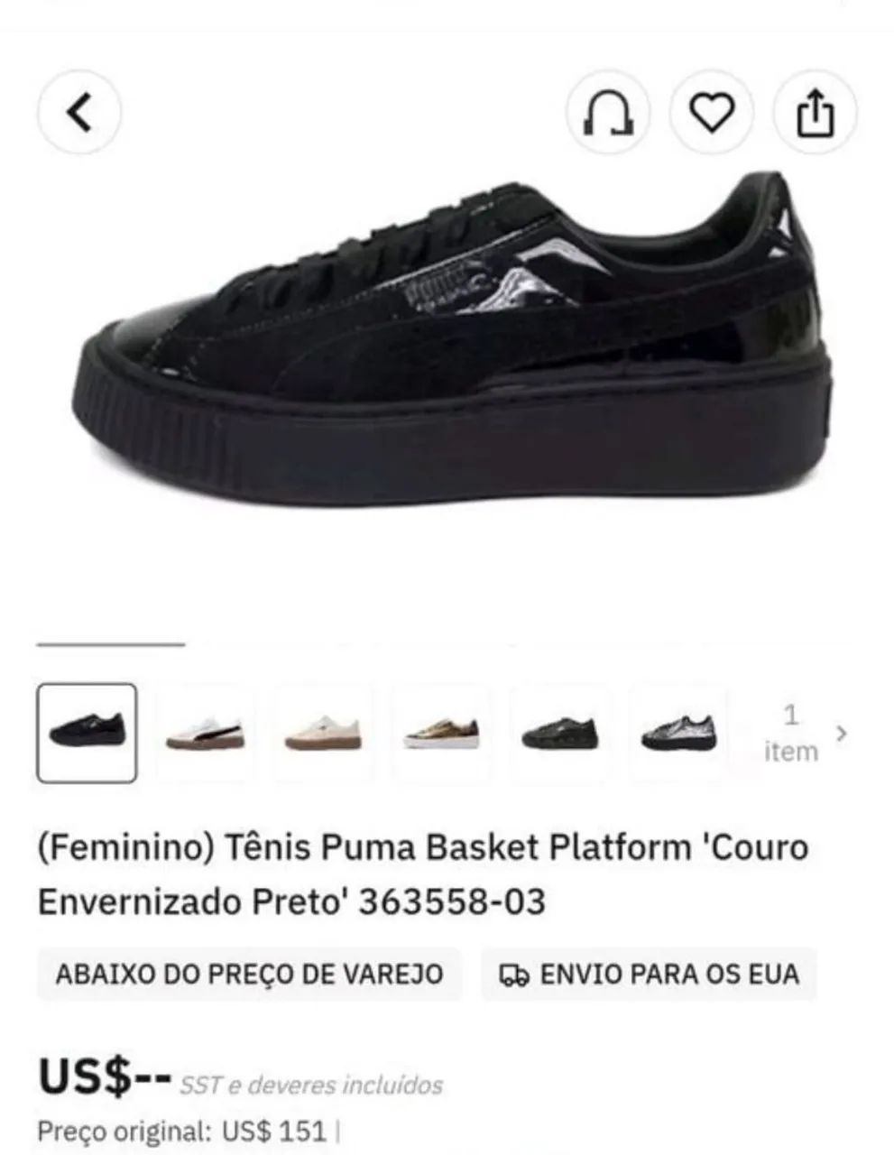 Tênis Puma couro preto - n.35 - Foto 5