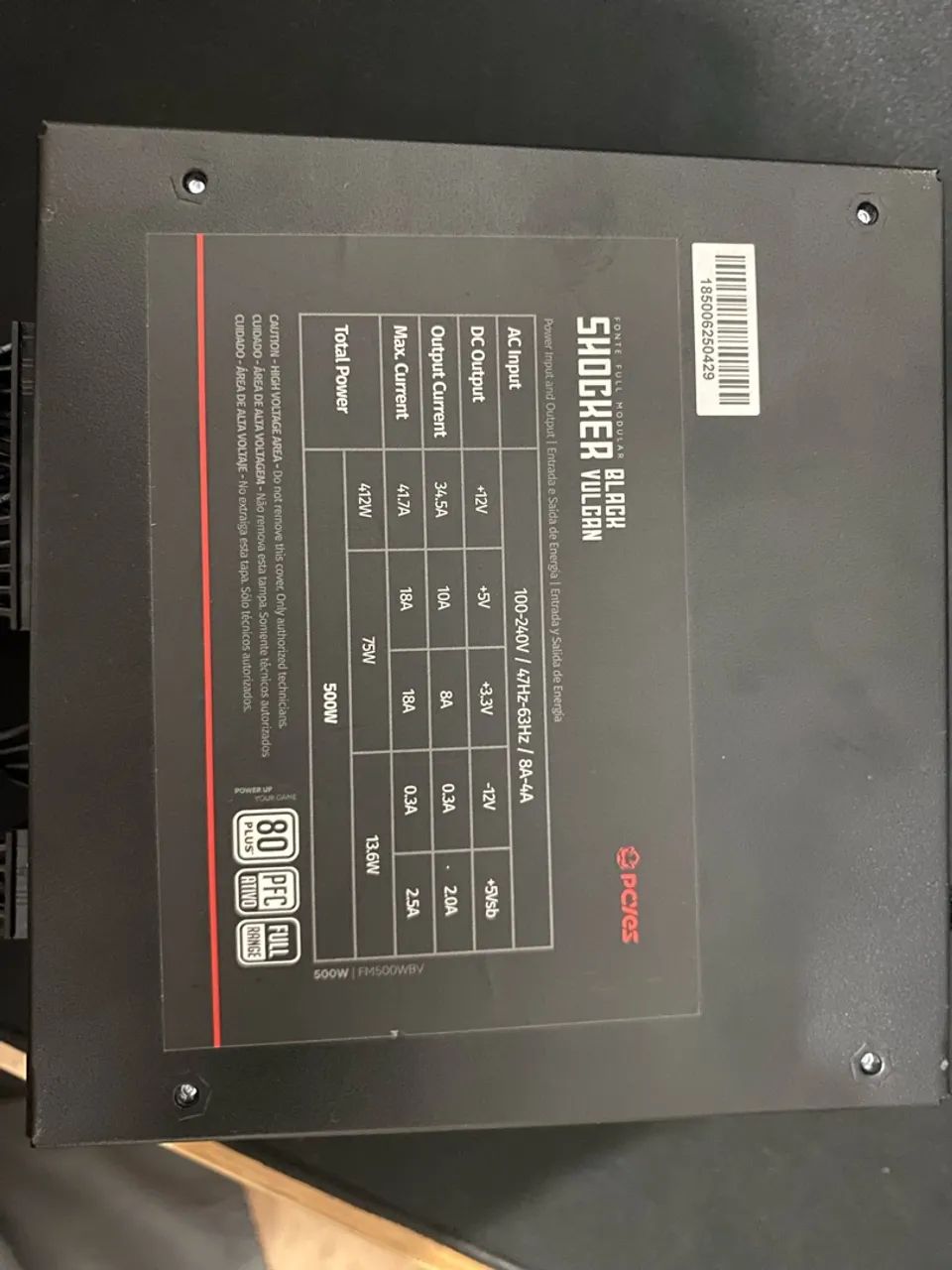 Fonte PCYes Shocker 500W 80 Plus Full Modular Black Vulcan - Foto 2