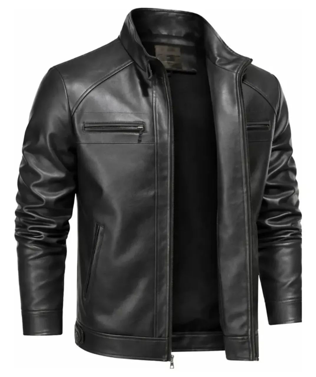 Jaqueta de couro masculina slim resistente - Foto 2