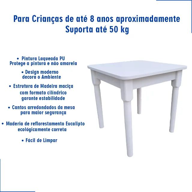 Mesa Infantil 60x60 Para Desenhar ou Colorir Infantil Pintura Laqueada - Foto 3