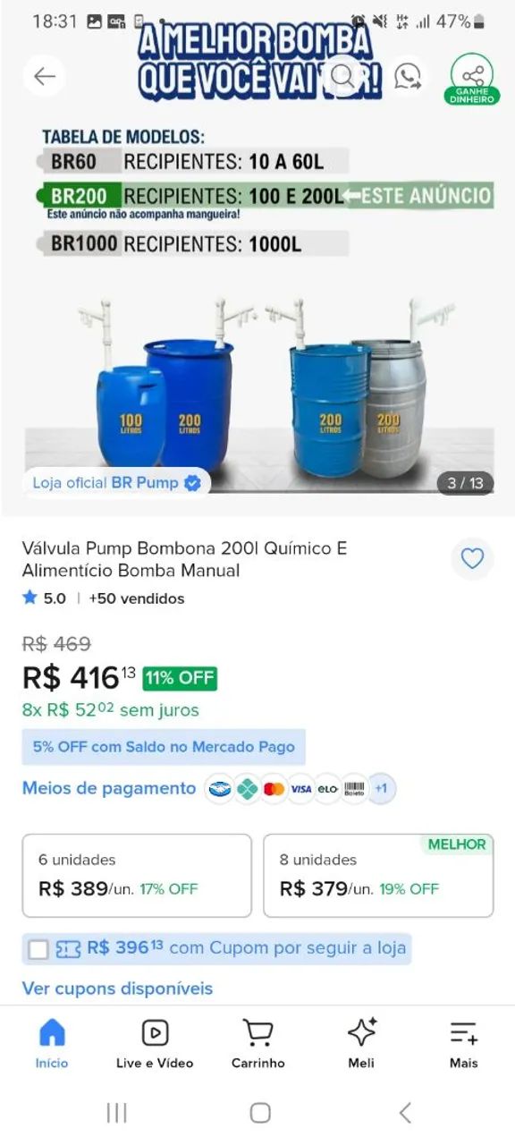 Extrator de líquido de galão de 200 litros manual  br pump