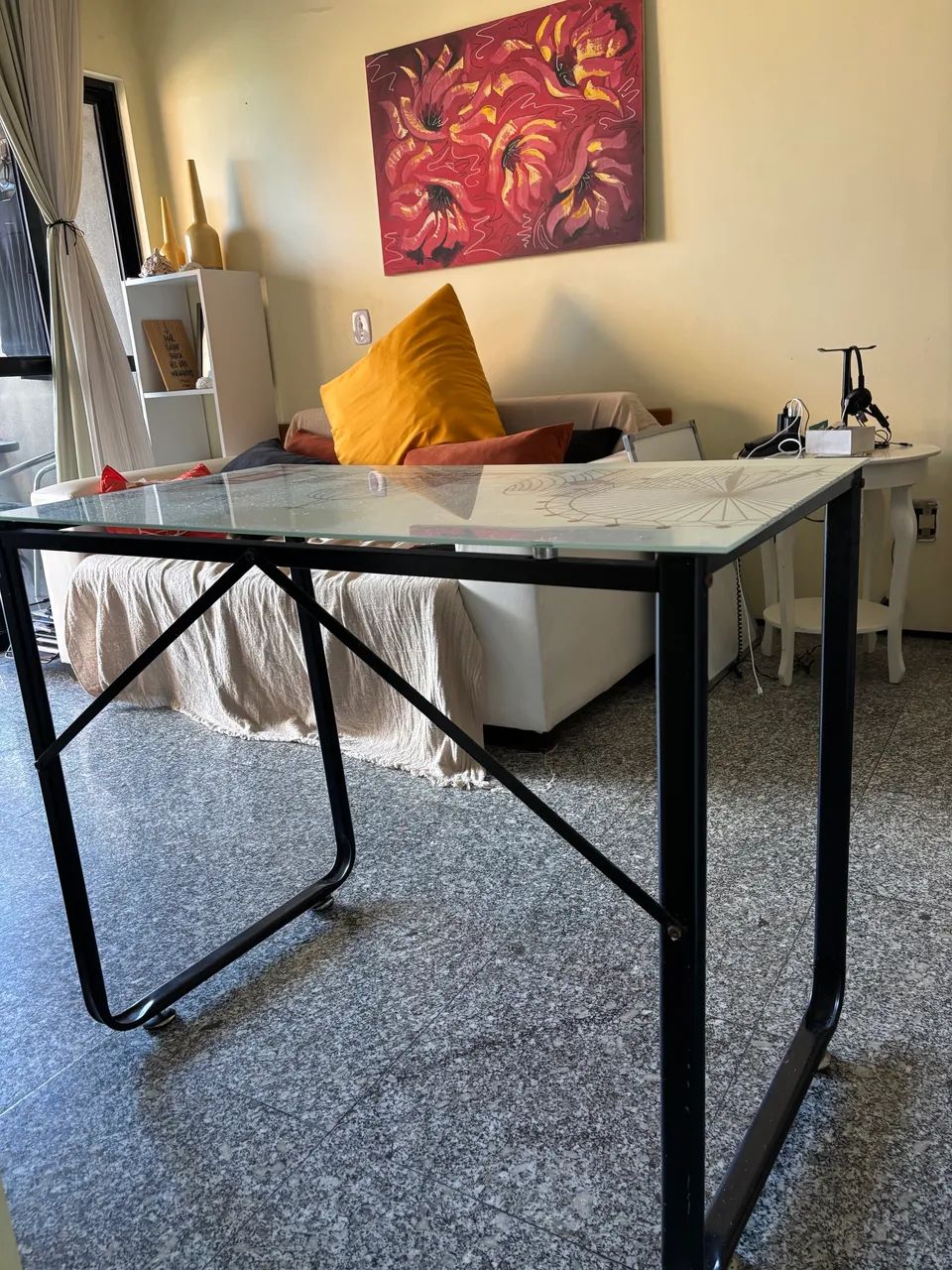 Escrivaninha metal e vidro para quarto - Foto 3