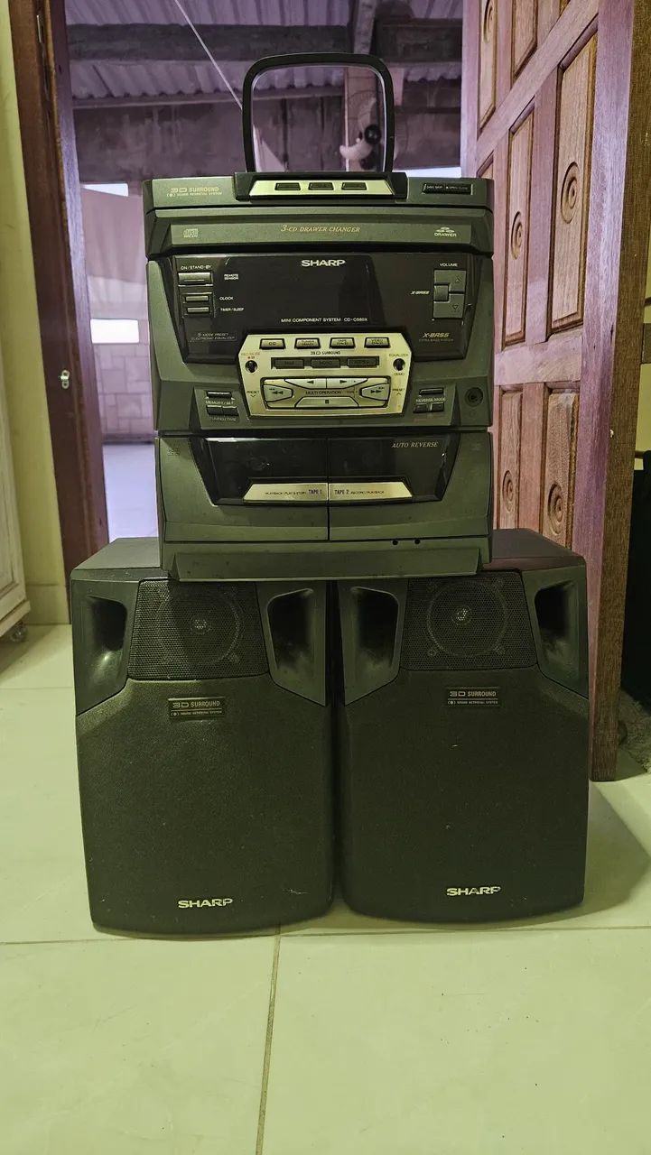 Mini System Sharp 3 CDs + Duplo Deck - Vintage - Aparelhos de Som