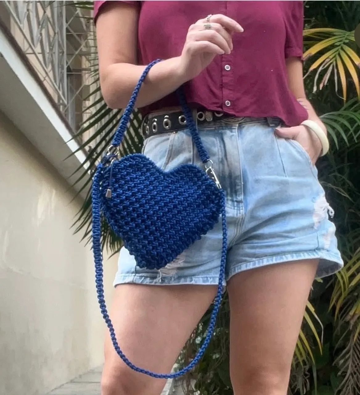 Bolsa de coração em macramê  - Foto 3