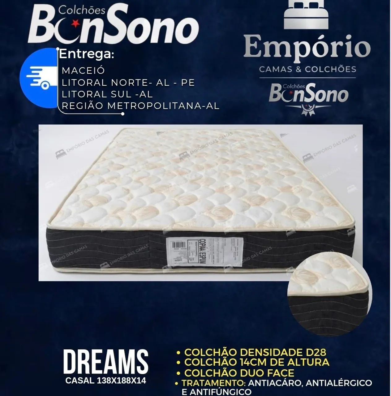Colchao casal D28 Espuma Bonsono pronta entrega itens novos de fabrica soltiero ao king 