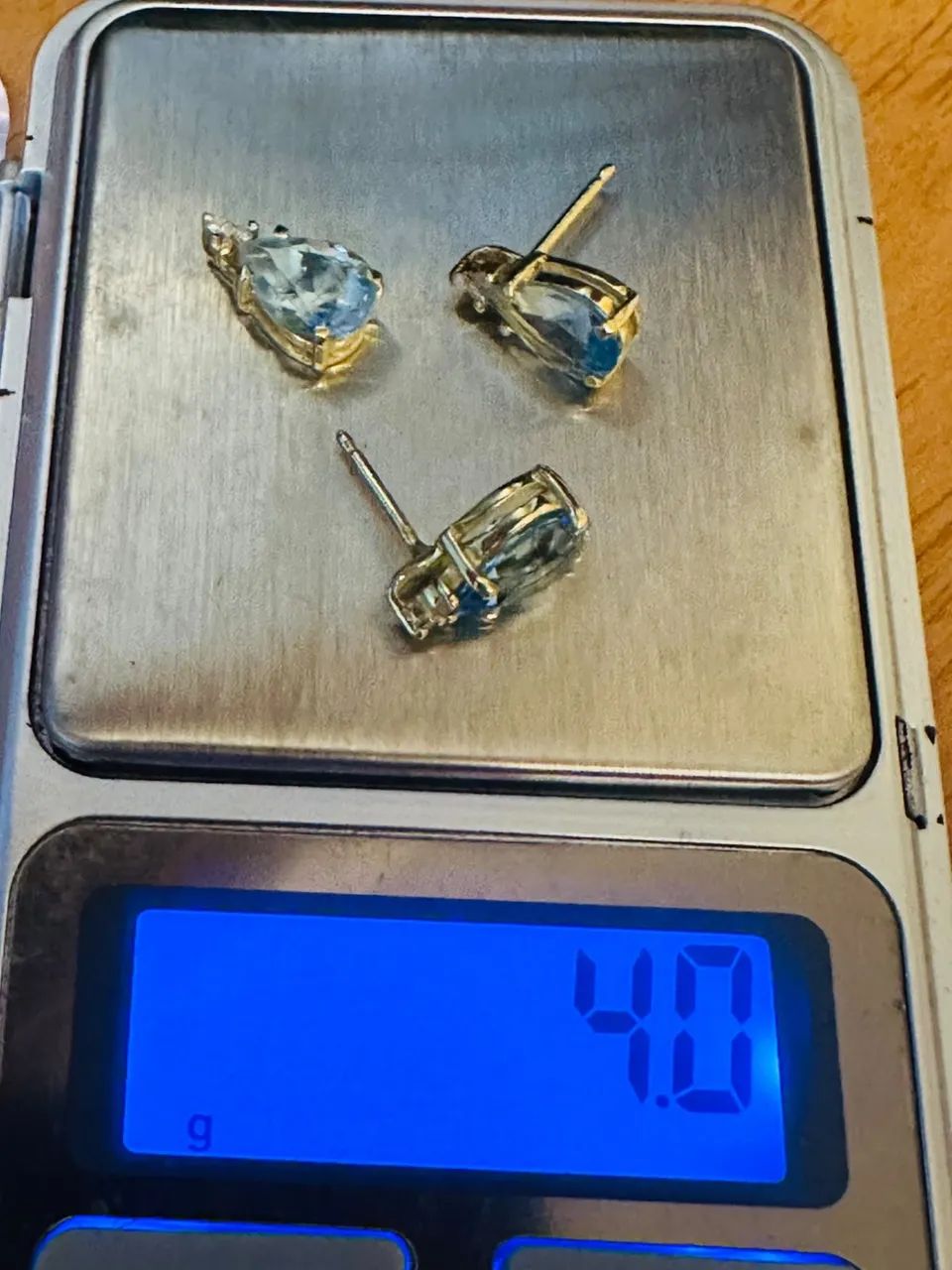 CONJUNTO EM OURO 18K COM ÁGUA-MARINHA E BRILHANTES - 4,0 g - Foto 3