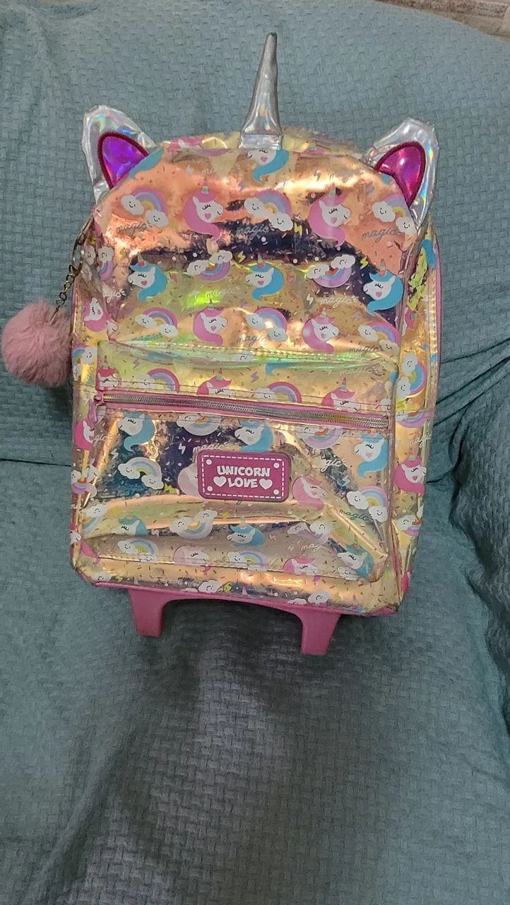 Mochila de rodinhas unicórnio e Lancheira  - Foto 2