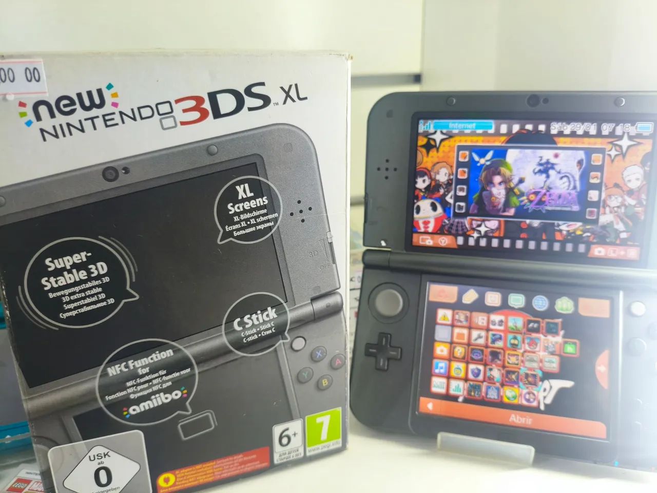 NINTENDO 3DS XL PRETO COM CAIXA - DESBLOQUEADO