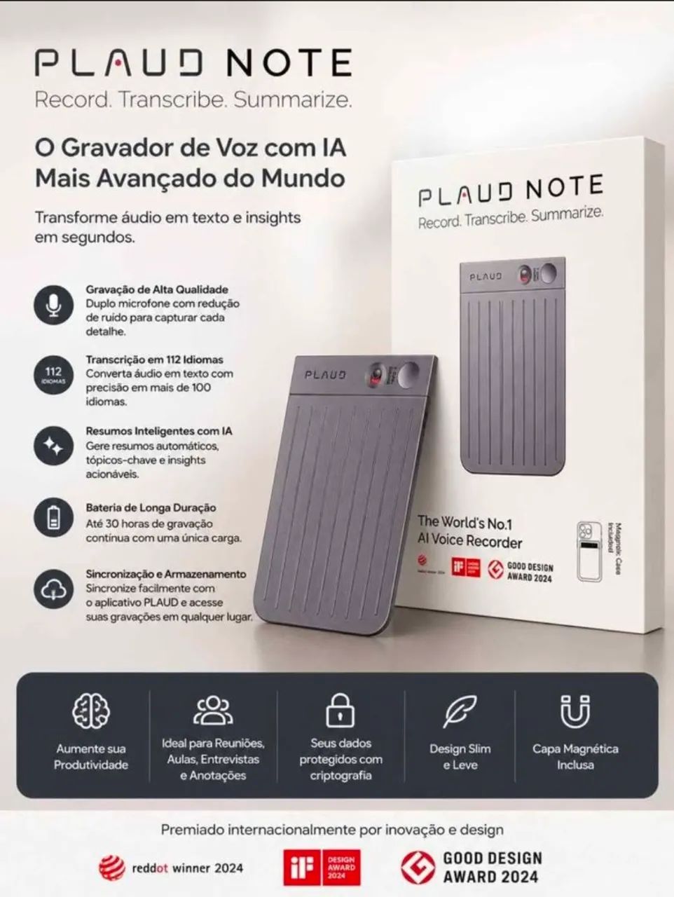PLAUD Note: Gravador com Inteligência Artificial