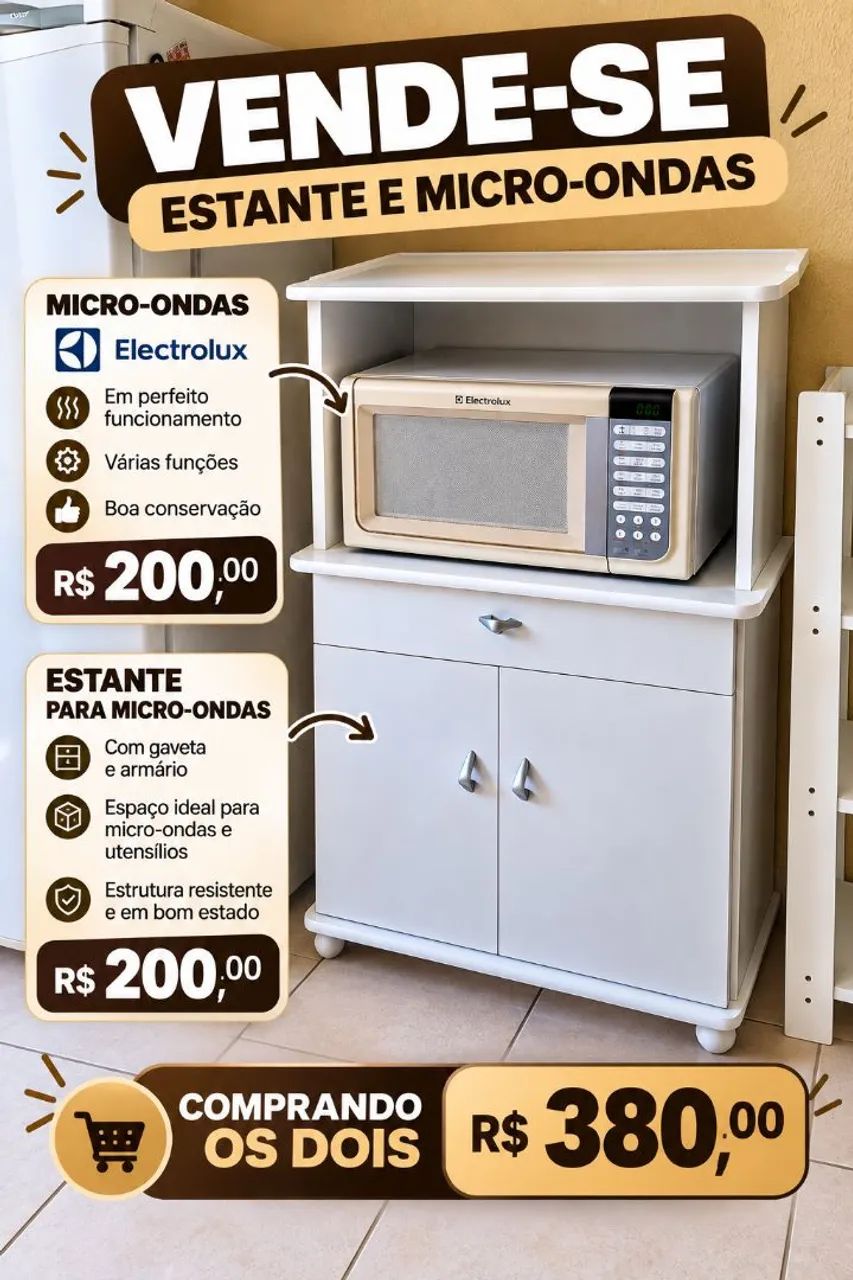 Micro-ondas e estante