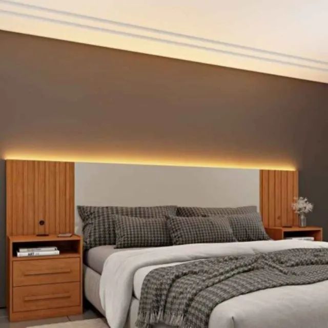 Painel Box Casal.Queen com LED e Entrada USB - Entrega Rápida!