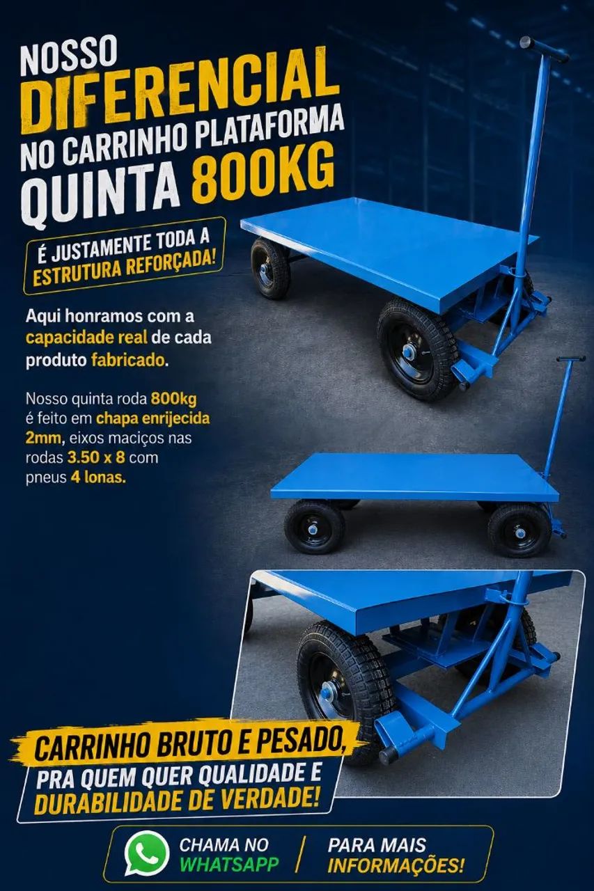 Carrinho plataforma 800kg de Chapa