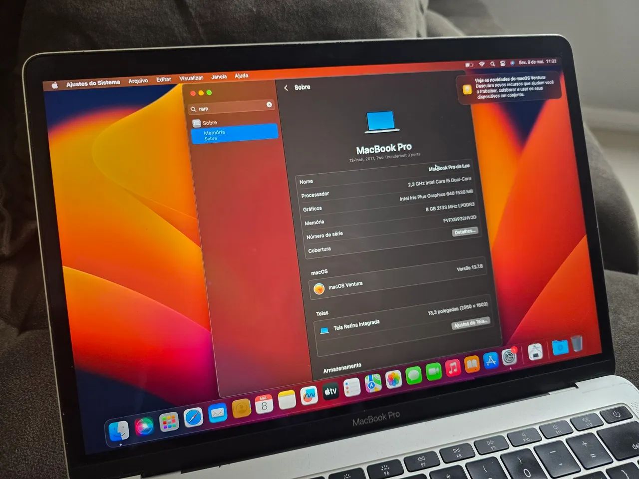 MacBook Pro 2017 13インチ 8GB / 256GB Macbook PRO 2017 13″ 256GB SSD 8GB RAM SPACE GRAY (seminovo) – LS