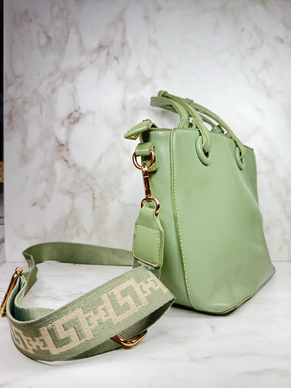 Bolsa tote verde-claro - Foto 2