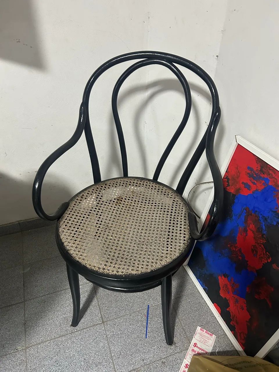 Cadeira com assento em palhinha estilo Thonet/Thonart 