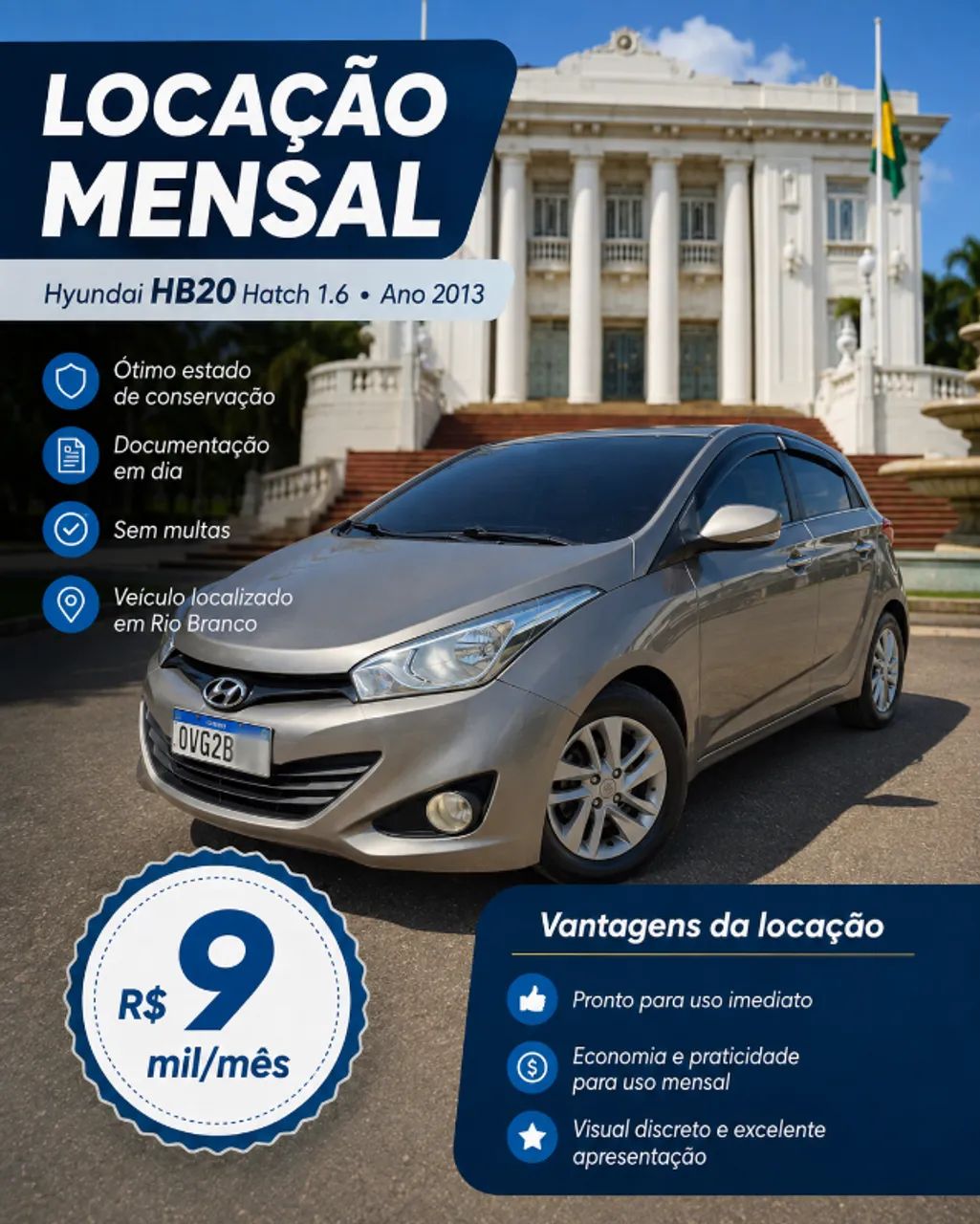 Aluga-se veículo -  Hyundai HB20 Hatch, 1.6, R$9 mil mensal - Foto 3