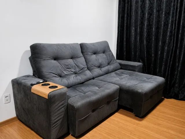 Sofá Retrátil/Reclinável Cinza em Excelente Estado - Foto 4