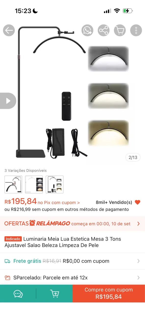 Kit Maca Profissional + Ring Light Meia Lua + Carrinho + Mocho - Foto 4