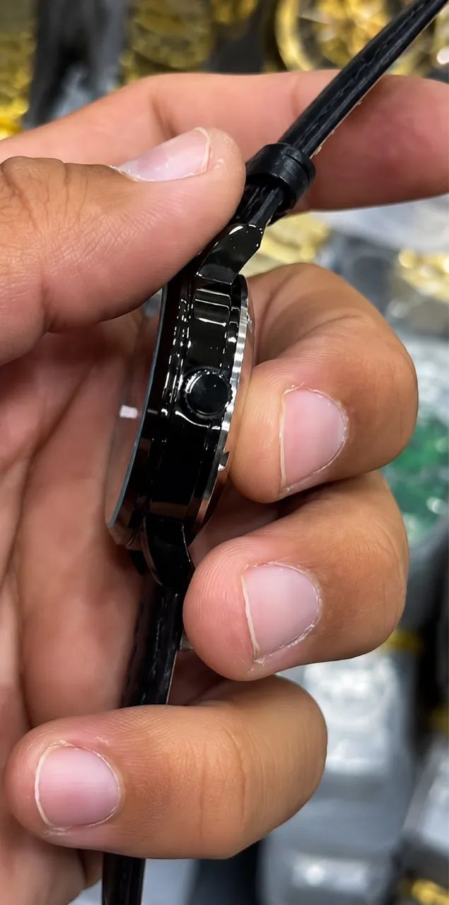 relógio masculino premium pulseira de couro - Foto 4