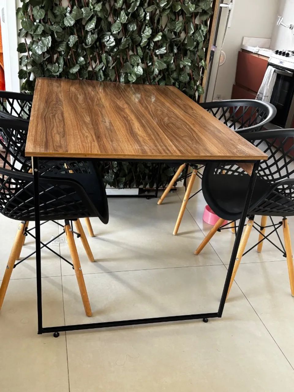 Mesa de jantar, 4 lugares, retangular, industrial