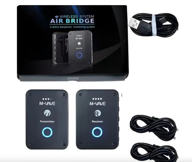 Ponto Retorno Palco 1 Transmissor + 1 Receptores kit M-VAVE WP-9 2.4g sistema sem fio  - Foto 3