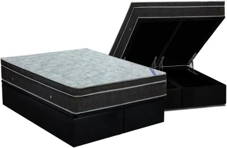 Colchão Resistence King Gray + Cama Base Baú King Black