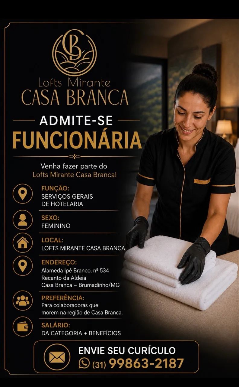 VAGA ABERTA - SERVIÇOS GERAIS DE HOTELARIA