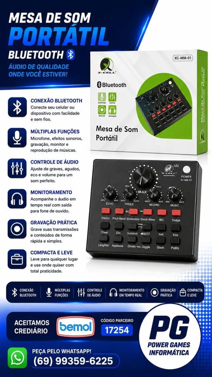 MESA DE SOM BLUETOOTH PORTATIL - Foto 2