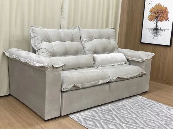 Sofá retrátil maldivas cor clara 2,50m 7