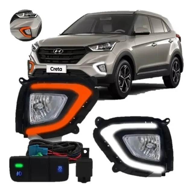 Kit Milha Neblina LED drl Função Seta Hyundai Creta 2020 2021