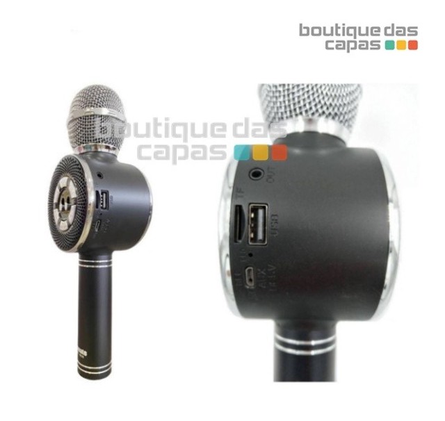 Microfone Sem Fio Karaokê com led bluetooth radio fm Tomate Mt-1035 - Foto 2