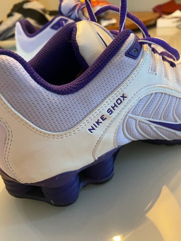 nike shox branco com roxo