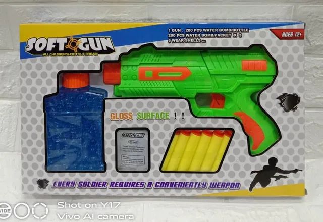 Lançador Nerf Pistola Lança Dardos E Bolinhas Gel Soft Gun - 400