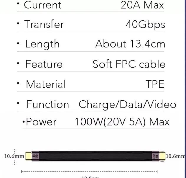 Cabo Thunderbolt 40Gbps USB-C x USB-C,  PD240W(48V/5A), saída vídeo 8K 60Hz,chip E-Marker - Foto 3