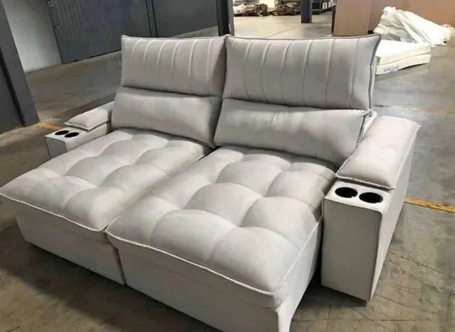 sofa retratil reclinavel  denise molas ensacadas  cinza 