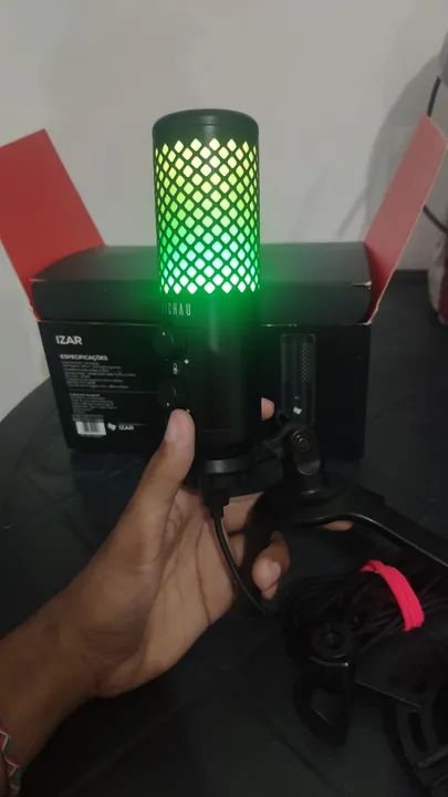 Microfone Pichau Izar, RGB, USB, Preto, PG-IZR-RGB01