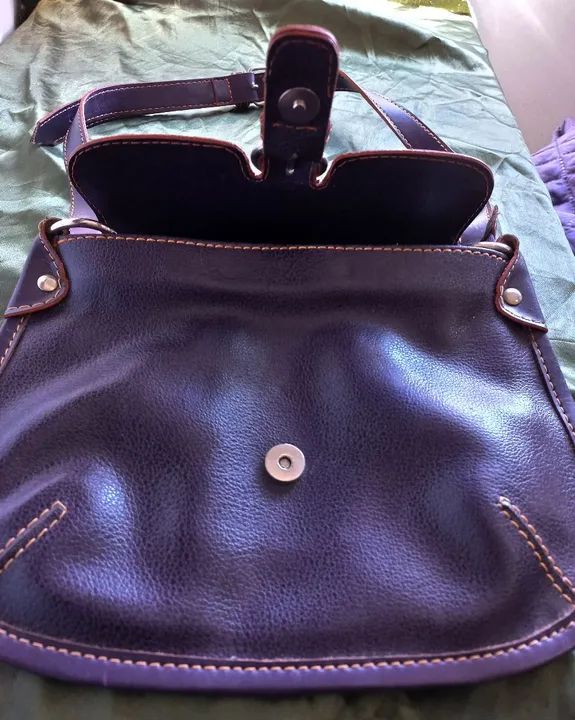 Bolsa de Couro Vintage Roxa  - Foto 4