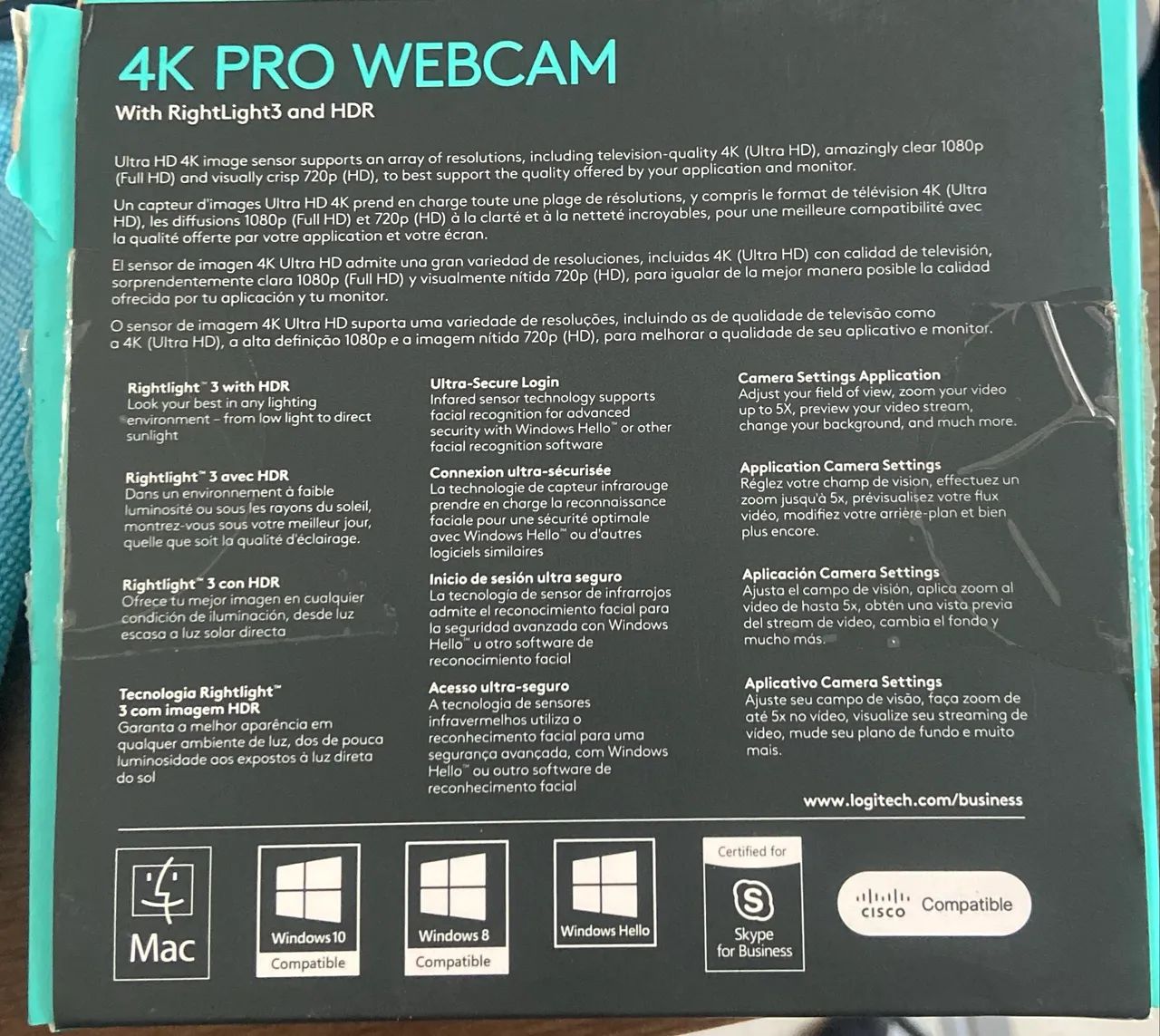 Webcam Logitech Brio 4K Pro - Ultra HD 4K, HDR, USB, para streaming/teleconferência - Foto 2