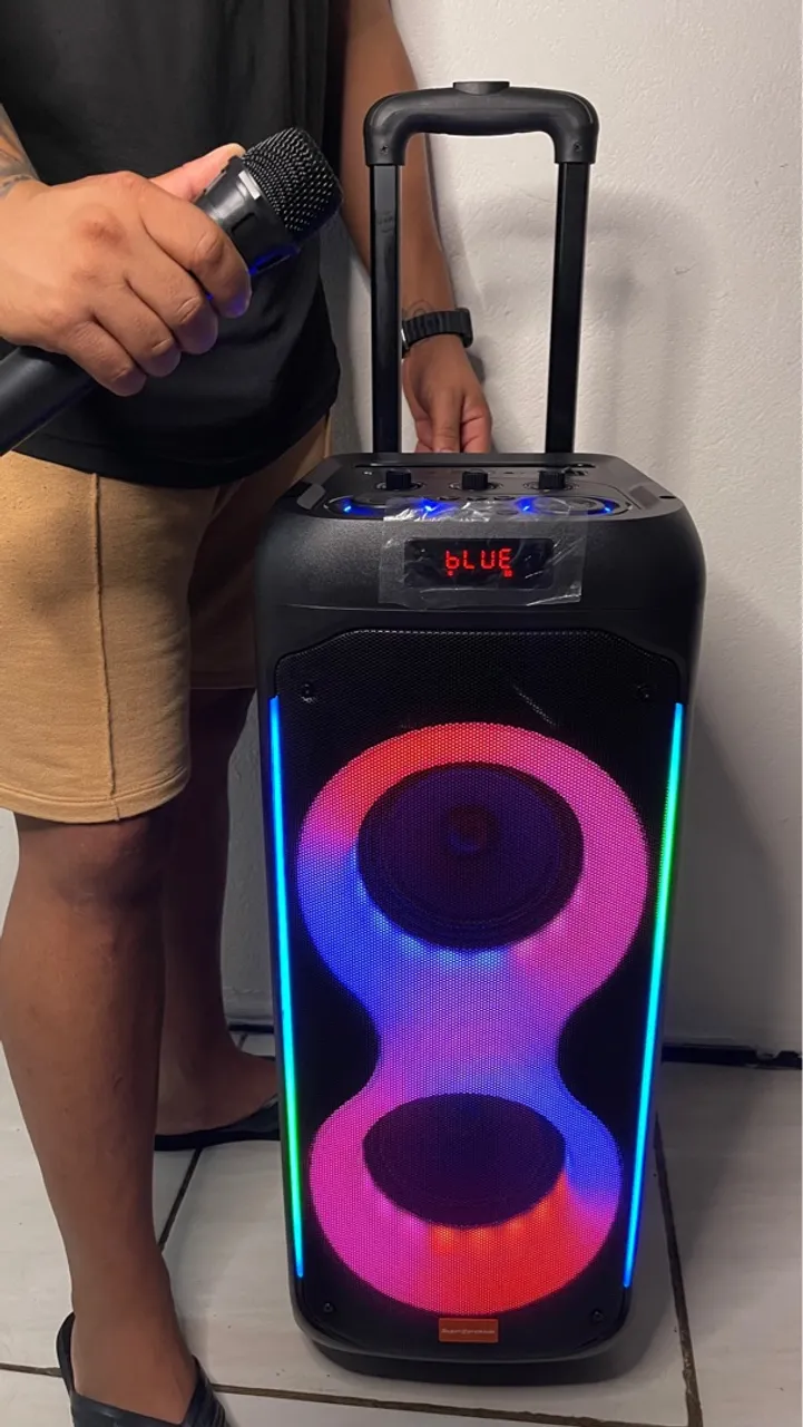 CAIXA GRANDE PROFISSIONAL 3.000WTT + KARAOKÊ É MICROFONE SEM FIO PARA SUA FESTA!!!!