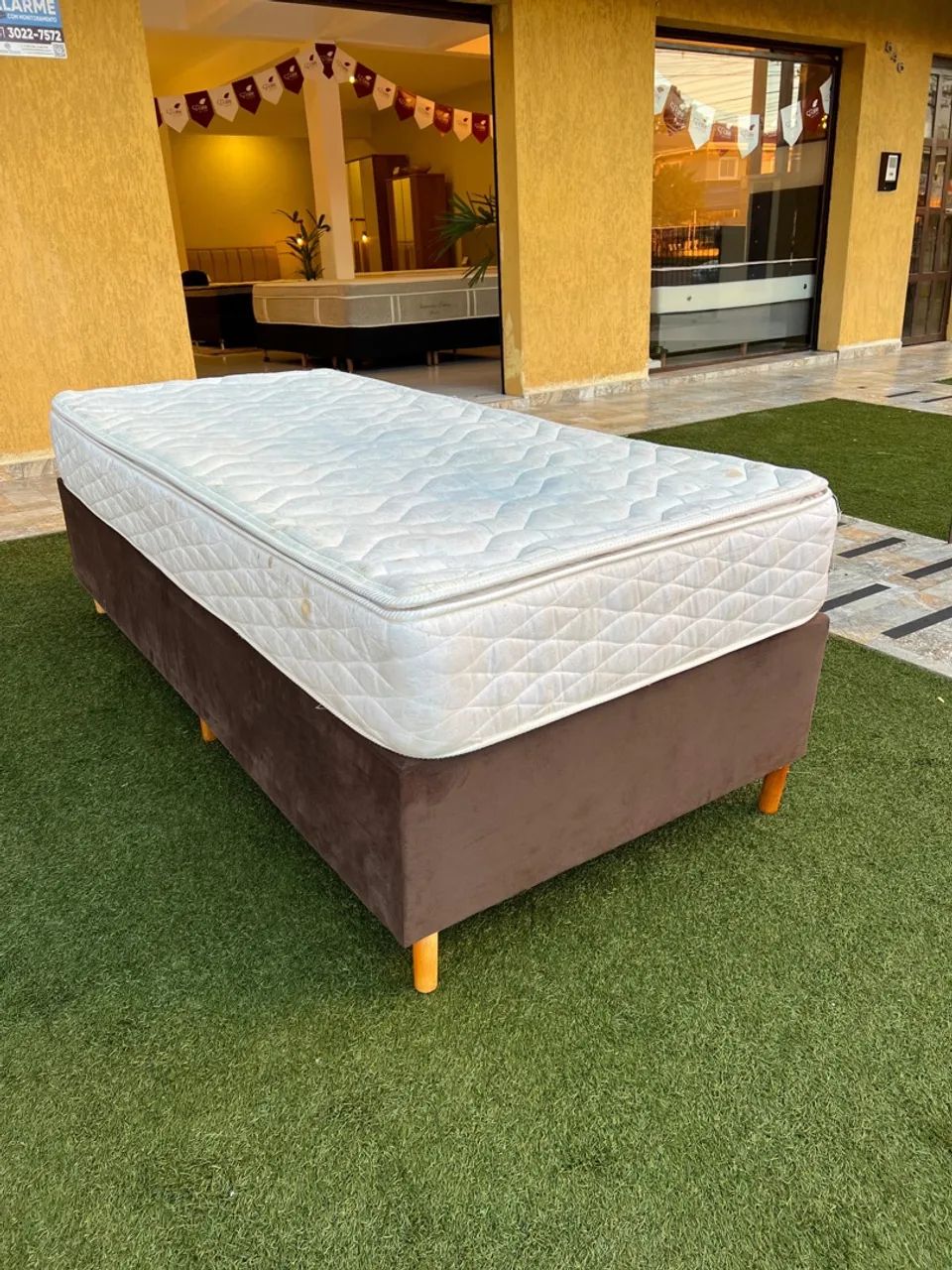 Cama de solteiro Base Box + colchão Usado  -  ENTREGO  - Foto 5