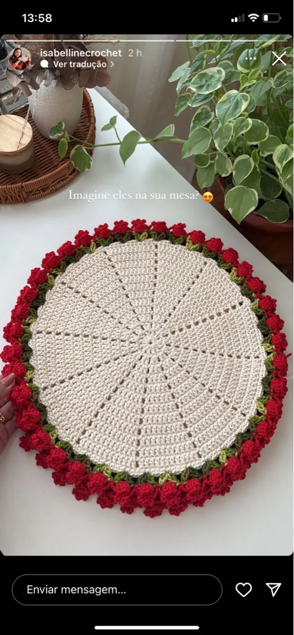 Sousplat de Crochê com Rosas