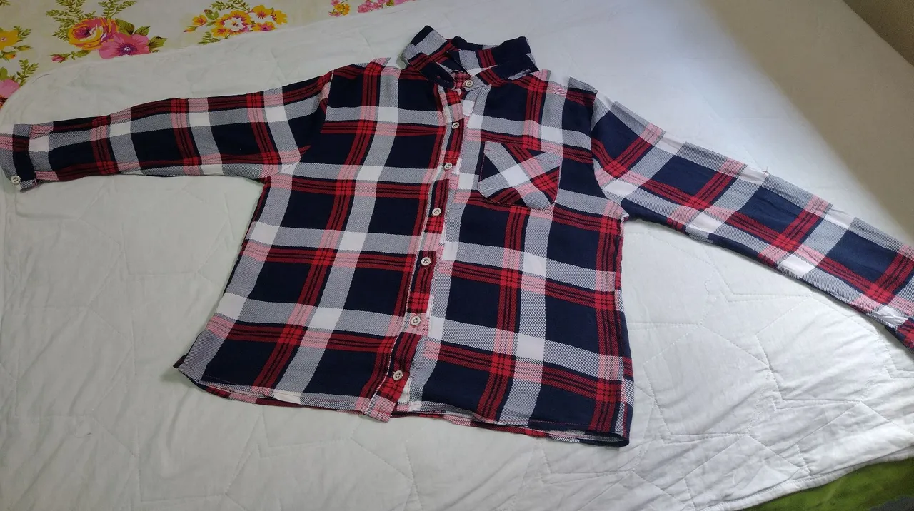 Camisa Xadrez Vermelha e Azul