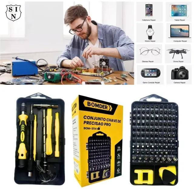 Kit ferramentas 115 Peças Jogo Mini Chaves Precisão Multiuso Celular Notebook Tablet BOM-3