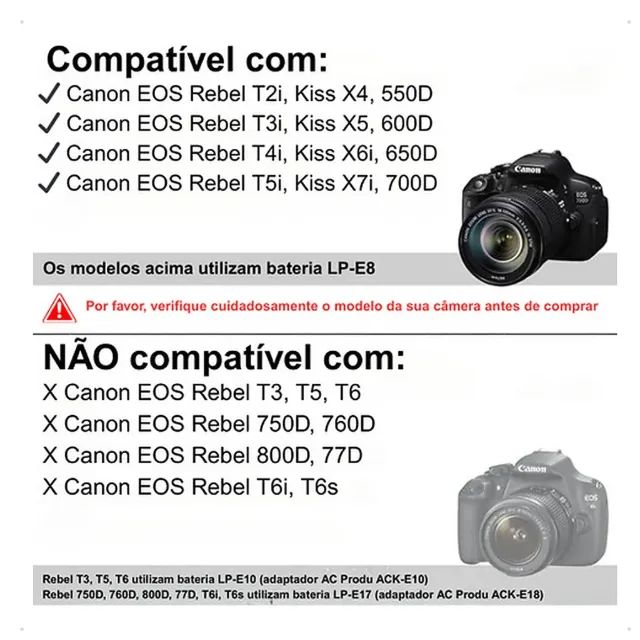 Fonte Ack-e8 Carregador Canon T2i T3i T4i T5i 650d Preto-usado - Foto 3