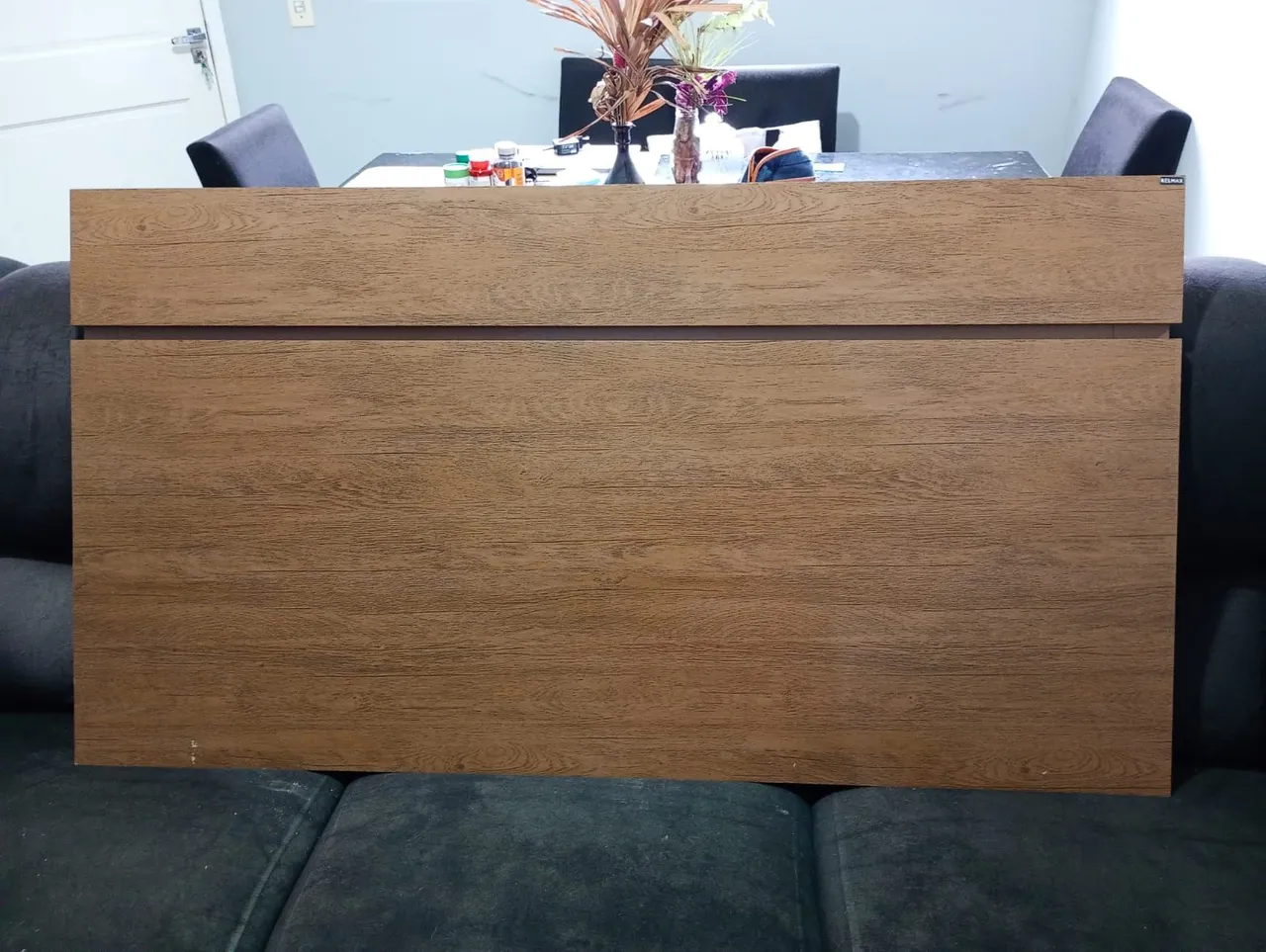 Painel (cabeceira) em MDP para cama de casal comum. 1,50m X 0,80 m. Semi-novo. Completo.