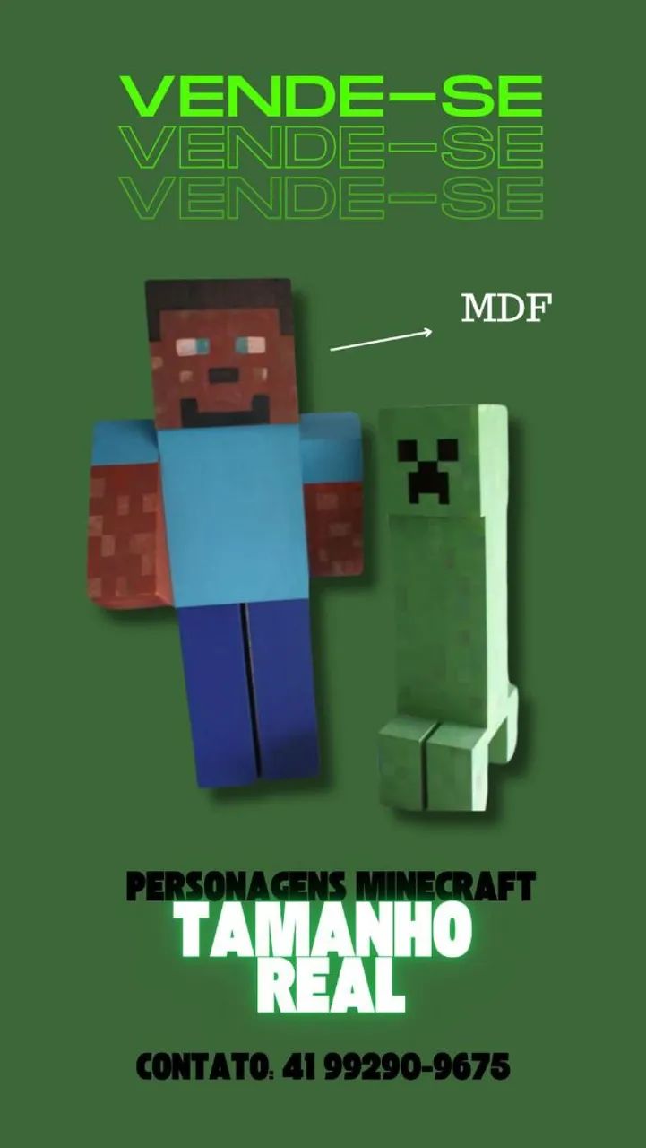 Personagens Minecraft Tamanho Real MDF
