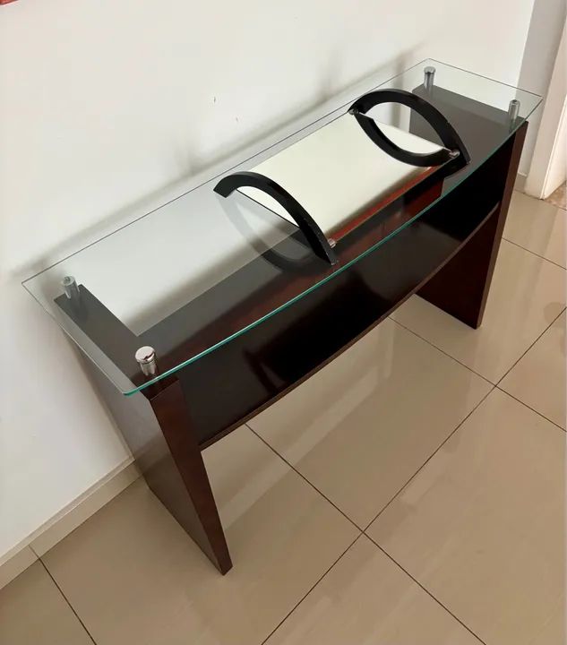 Mesa de Canto em Vidro e Madeira - Foto 5